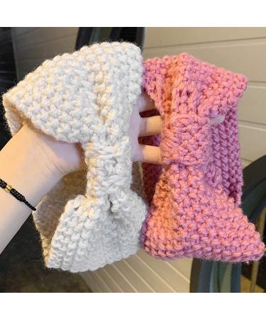 4 Pack Women's Knitted Headbands - Elastic Bow Wool Turban Hair Wraps in Red Gray Black Pink - Stylish Winter Accessories - Buy Online on GoSupps.com