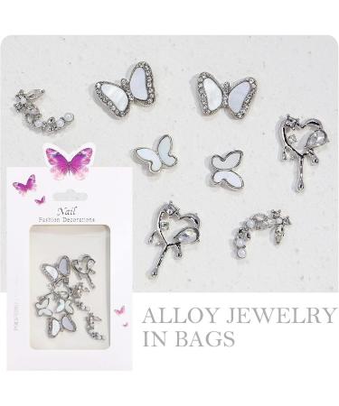 Nail Art Decor - Cute Nail Charm | Rhinestones Butterflies Metal Nail Art Crystal Nail Studs Jewelry 3D Butterflies Charm Design for Salon & Home Acrylic Nail DIY Dalian - Buy Online on GoSupps.com
