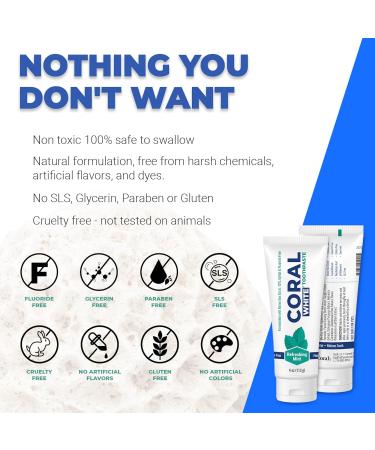 Coral White - Coral White Mint Toothpaste Natural Fluoride SLS Free Coral Calcium Remineralizing Toothpaste 4 Ounce (2 Pack) Mint 4 Ounce (Pack of 2) - Buy Online on GoSupps.com