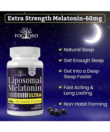 Fogoro Melatonin 60mg-Fall Asleep Faster Stay Asleep Longer High Dose 60 Count(pack of 2) 60 Count (Pack of 2) - Buy Online on GoSupps.com