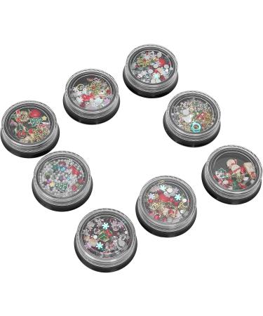 8 Boxes Christmas Nail Art Rhinestones mixed nail art Christmas nail accessories Metal Nail Studs for Christmas Nails Art Decoration Supplies - Buy Online on GoSupps.com
