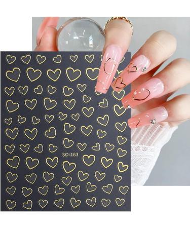 8 Sheets Metallic Heart Love Nail Decals - 3D Self-Adhesive Nail Stickers in Gold, Silver, Rose Gold, and White - French DIY Nail Decoration and Manicure Accessories for Women - Buy Online on GoSupps.com