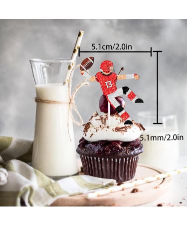Rugby Ball Dessert Cupcake Topper Super Bowl Touchdown Sport Game Day Theme Decor Supplies Men Boys Happy Birthday Party Decorations set 18pcs Glitter - Buy Online on GoSupps.com