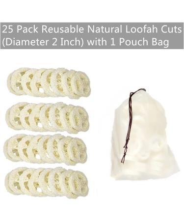 25Pcs Natural Loofah Slices - Reusable Scrubber and Soap Holder for Skin Care and Exfoliation (2In, Pack of 25) - Buy Online on GoSupps.com