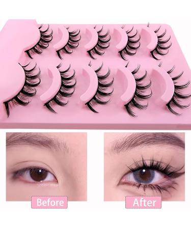 Buy Manga Lashes - 5 Pairs Natural Look Faux Mink Anime Fake Eyelashes | 15mm Short Spiky Wispy Cosplay Lashes - Buy Online on GoSupps.com