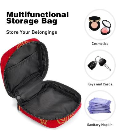 GIAPB Period Bag - Chinese Elements Red Color | Sanitary Napkin & Makeup Storage Pouch - Buy Online on GoSupps.com