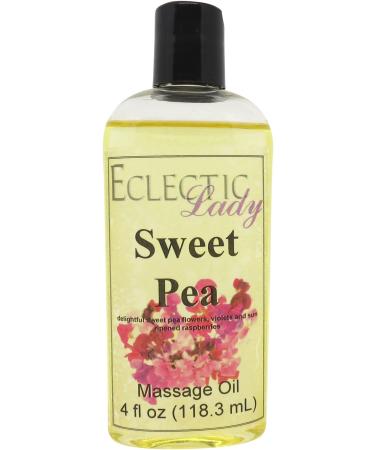 Sweet Pea Massage Oil 4 oz With Sweet Almond Oil and Jojoba Oil Preservative Free Perfect for Aromatherapy and Relaxation 4 Ounce