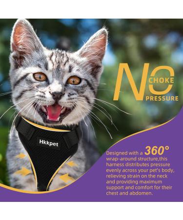 Adjustable Cat Harness and Leash Set for Outdoor Walking Soft Breathable Mesh Cat Harness with Reflective Strips Escape Proof Safe Cat Vest Harness Black (XS) - Buy Online on GoSupps.com