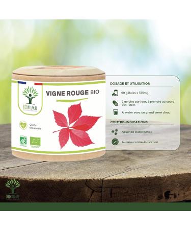 Vigne rouge Bio - Compl ment alimentaire Bioptimal - Jambes Lourdes Peau Saine Circulation Sanguine H morro des - 300 mg de Feuille de Vigne x g lule - Made in France - Certifi Ecocert - 60 g lules 60 unit (Lot de 1) - Buy Online on GoSupps.com