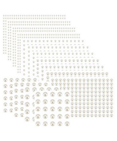 3040 pieces of pearl glitter stones stickers rhinestones self-adhesive jewelry stones stickers glue stones pearls for tinkering for face/body/nails/hair/make-up/festival/Christmas decoration white