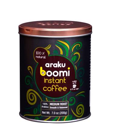 Araku Boomi Premium Instant Coffee, Medium Roast, 100% Arabica Beans from Araku Valley, 7oz/200gr, Naturally Caffeinated (1 Pack) Gold Pack of 1