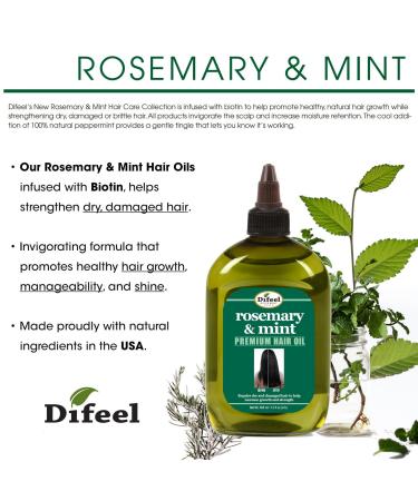 Difeel Rosemary & Mint Hair Oil with Biotin - 12 oz - Natural Hair Growth Solution | International Shipping Available - Buy Online on GoSupps.com