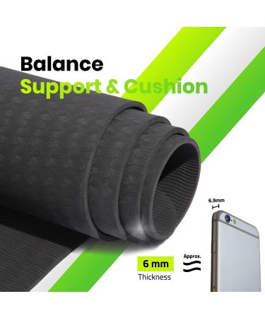GOGOKIWI Large Non-Slip Yoga Mat 6'x4'/3' | Extra Wide 1/4 Inch Thick Workout Mat for Home Gym | Ideal for Yoga, Pilates, Stretching & Fitness | Just Black - Buy Online on GoSupps.com