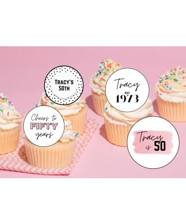 20 x EDIBLE PERSONALISED BIRTHDAY cupcake toppers ANY AGE wafer/icing uncut (wafer card Blue) Blue wafer card