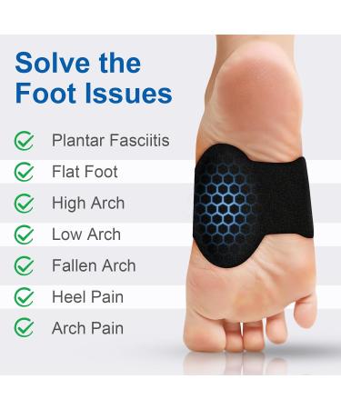 Upgraded Arch Support Brace | Adjustable Plantar Fasciitis Inserts with Honeycomb Padding | Pain Relief for High Arch & Flat Feet | Unisex (1 Pair) - Black - Buy Online on GoSupps.com