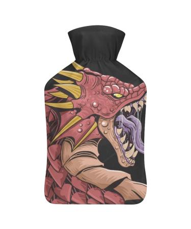 Red Dragon Hot Water Bottle With Cover Plush Bed Bottle Hand Warmer For Adults And Children 26.5X15.3cm