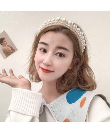 Vpang Velvet Braided Pearl Padded Headband - Elegant Vintage Hairband for Women and Girls in Black - Buy Online on GoSupps.com