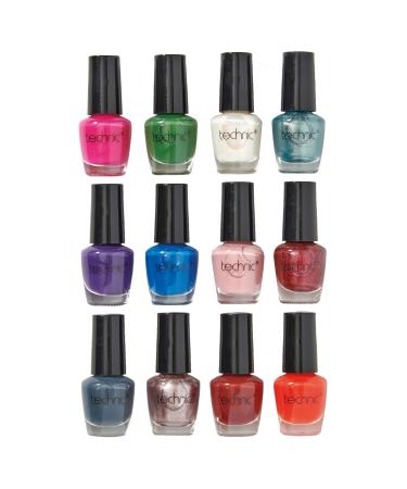 Technic Mini Nail Varnish 12 Piece Gift Set - Selection of Versatile Colours - Vegan & Cruelty Free