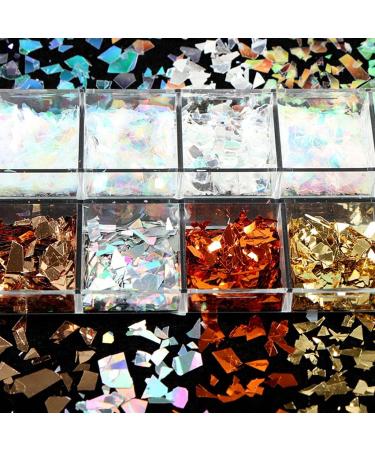 MYhose Holographic Glitter Nail Stickers - 12 Colors Irregular Epoxy Resin Sequin Nail Art Filler - Buy Online on GoSupps.com