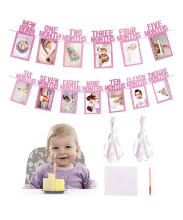 Decoration 1st birthday girl first birthday photo gallery 12 months 1st Birthday girl Decoration baby photo barrier monthly milestone photo girish fits 4 * 6inch Photo (rose gold)