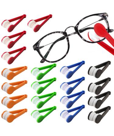 Zlongron Mini Eye Glasses Lens Cleaner Soft Brush Cleaning Tool Microfiber with Eye Glasses Cleaner Wipes Together 360 Degrees to The Lens Cleaning(20 Pieces)