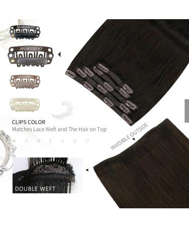 Moresoo Clip in Hair Extensions Real Human Hair Extensions Clip in Double Weft Darkest Brown Clip in Extensions Remy Hair 14 Inch 5 Pieces/70g #2 35 cm #2 - Buy Online on GoSupps.com