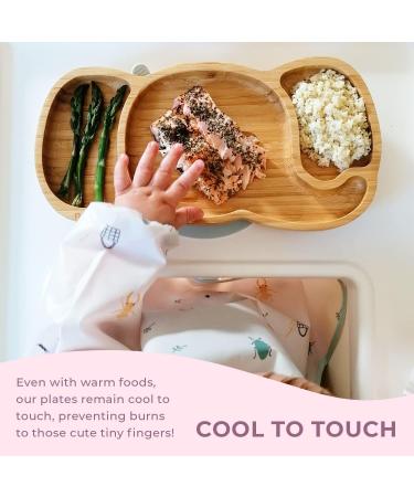Nohla - Ezra The Elephant Bamboo Baby Weaning Plate | Spill-Proof Suction Base | 6+ Months | 100% Bamboo & FDA Silicone | BPA-Free | Grey - Buy Online on GoSupps.com