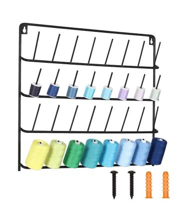 HAITARL 32-Spool Sewing Thread Rack  Wall-Mounted Metal Sewing Thread Holder with Hanging Tools  Metal Rack for Organize Sewing Thread  Embroidery-Suitable for Large Thread