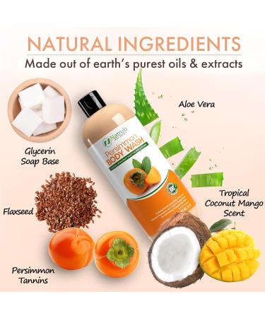 Persimmon Body Wash - Natural Deodorant Soap for Body Odor Control Eliminate Nonenal Odor Ideal for Underarms Intimate Areas & Smelly Feet - International Shipping Available - Buy Online on GoSupps.com