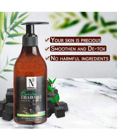NUTRIGLOW Bamboo Charcoal Face Wash - Deep Exfoliation Blackheads Removal Acne Treatment for Oily Skin 5.07 Fl Oz - Buy Online on GoSupps.com