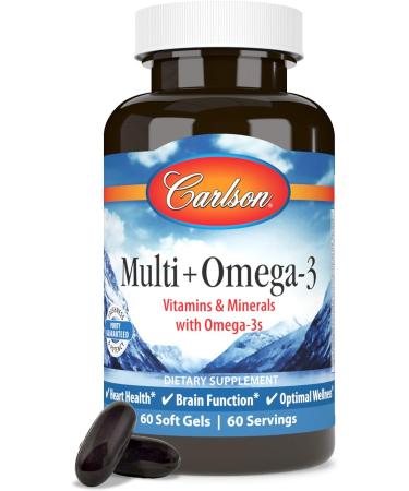 Carlson - Multi + Omega-3, Fish Oil with Vitamins & Minerals, Heart Health, Cognitive Function & Optimal Wellness, 60 Softgels - Buy Online on GoSupps.com