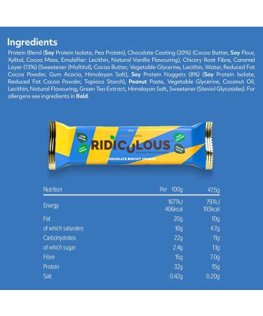 Protein Works Ridiculous Vegan Protein Bar | Award-Winning Plant-Based Snack | High Protein Chocolate Biscuit Crunch | Palm Oil Free | 1 Bar - Buy Online on GoSupps.com