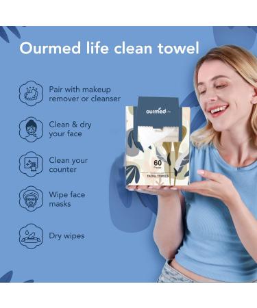 Biodegradable Disposable Face Towels - Lint-Free Makeup Remover for Sensitive Skin | Ourmed Life - 60 Pieces - Buy Online on GoSupps.com