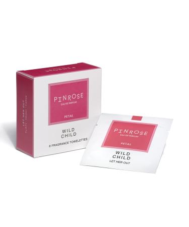 PINROSE Perfumes Wild Child - Eau de Parfum Petals (Fragrance Towelettes) - Vegan Cruelty-free and Hypoallergenic with Essential Oils - Notes of Tiare Flower Jasmine Vanilla and Bergamot Wild Child 1 Count (Pack of 1)