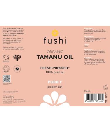 Fushi Wellbeing Organic Tamanu Oil Fresh-Pressed Antioxidant & Vitamin E Best for Scars Blemishes Damaged Hair Manufactured in the UK 50 ml - Buy Online on GoSupps.com