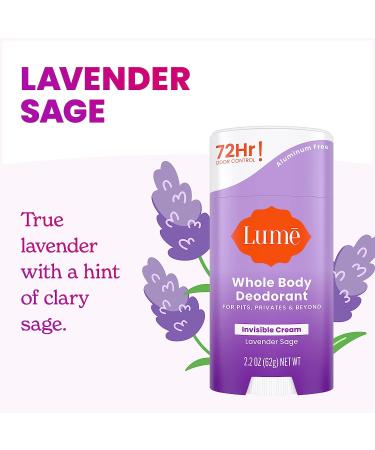 Lume Deodorant Cream Stick - Aluminum-Free & Baking Soda-Free - Hypoallergenic Formula for Sensitive Skin - 2.2oz (Lavender Sage) - Buy Online on GoSupps.com