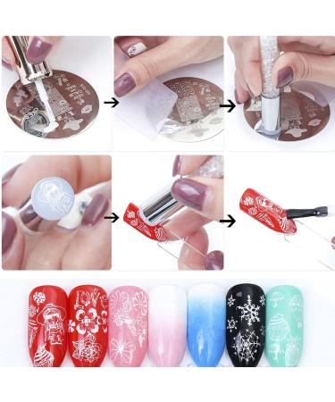 healthGUO Nail Art Stamping Plate Stamper Sponge Pen Halloween Pumpkin Bats Image Nail Polish Template Stamp Stencil Tools Kit 5 - Buy Online on GoSupps.com