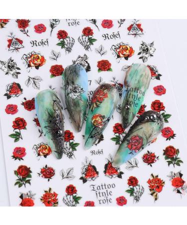 Flower Adhesive Sliders French Nail Stickers 3D Rose Floral Pink Red Blue(F-856) (F) - Buy Online on GoSupps.com