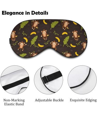 Cute Monkey and Banana Leaf Pattern Sleep Mask with Adjustable Head Strap - Comfortable Soft Eye Mask for Blissful Sleep | Blindfold Eyeshade - Buy Online on GoSupps.com