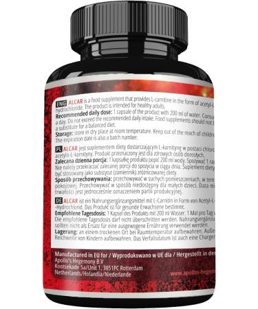 Apollo's Hegemony Acetyl L-Carnitine HCL 550 mg - Vegan 150 Capsules High Strength Amino Acid Supplement for Cognitive Function & Energy - 5 Months Supply - Buy Online on GoSupps.com