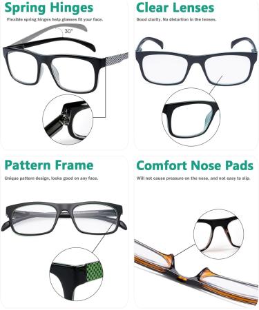 Eyekepper 4 Pack Reading Glasses - Stylish Pattern Design for Men & Women +0.50 Diopters - International Shipping Available - Buy Online on GoSupps.com