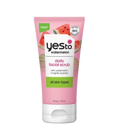 Yes To Watermelon Daily Facial Scrub, Invigorating and Exfoliating Cleanser That Melts Away Make Up, Lightly Hydrates With Antioxidants and Vitamin C, Natural, Vegan & Cruelty Free, 4 Oz All Skin Types