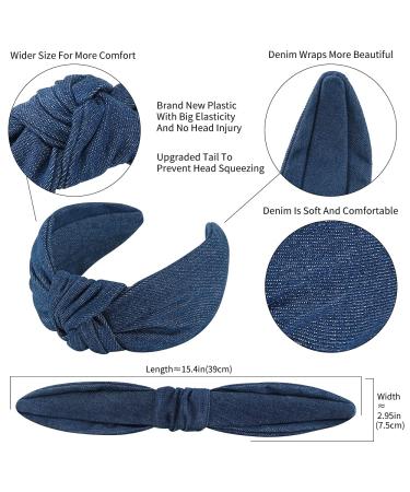 Qianxuan Denim Top Knot Headband Set for Stylish Black Women - 4pcs - Buy Online on GoSupps.com