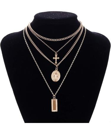 MarryLee Women's Retro Exaggerated Personality Multi-Layer Pendant Jewelry Necklace Fashion (Gold) - Buy Online on GoSupps.com