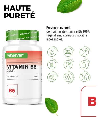 Vitamin B6 P-5-P - 365 Tablets - Hchdosed to 25 mg (Pyridoxal-5-phosphate) - Premium: Vitamin B6 Bioactive - No Additives - Vegan - Buy Online on GoSupps.com