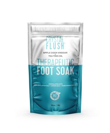 Crystal Flush Foot Soak with Apple Cider Vinegar  Tea Tree Oil and Pink Himalayan Salt   Cleans and Deodorizes   Fight Fungus and Bacteria on Skin Surface - 16 oz.