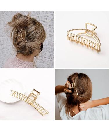 4.7 Inch Gold Metal Hair Clips 4PCS - Non-Slip Big Jaw Clips for Thick & Thin Hair - Cute Butterfly Fashion Accessory for Women & Girls - Buy Online on GoSupps.com