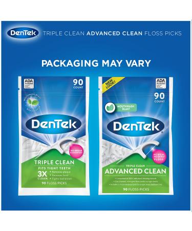 Dentek Triple Clean Floss Picks - Mint Flavor 90 Count | Buy Online for Fresh Breath & Oral Care - International Shipping Available - Buy Online on GoSupps.com