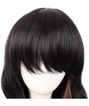 MapofBeauty 28 Charming Women Side Bangs Long Curly Synthetic Wig - Black Mixed Brown - Buy Online on GoSupps.com