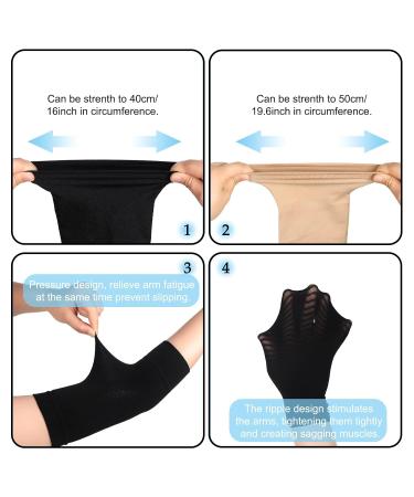 Buy Arm Shape Sleeves - Compression Fit for Weight Loss & Slimming | 2 Pairs - Black & Skin Tone for Women & Girls - Buy Online on GoSupps.com